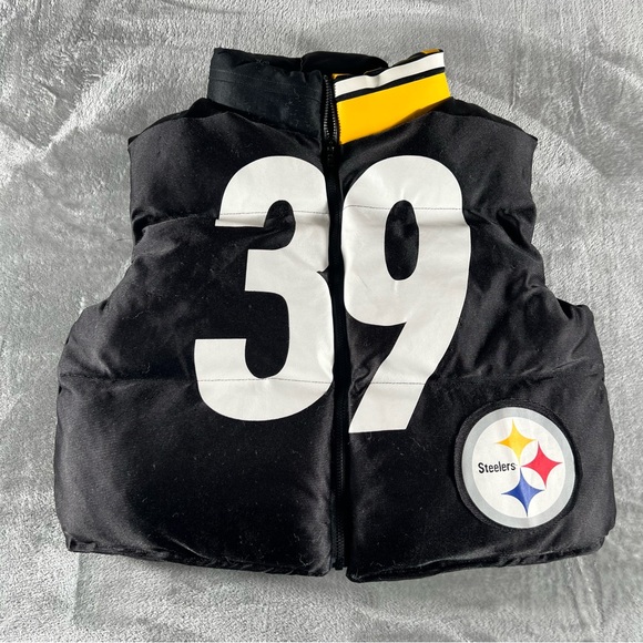 Boho Basement Puffer Cropped Vest Women'sSteelers Parker 39 100% Upcycled NFL